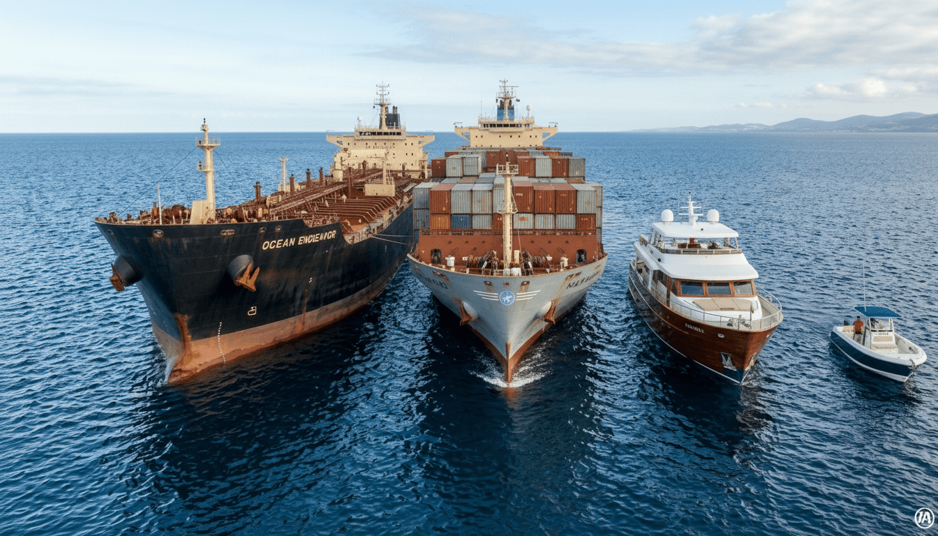 Commercial ship at sea